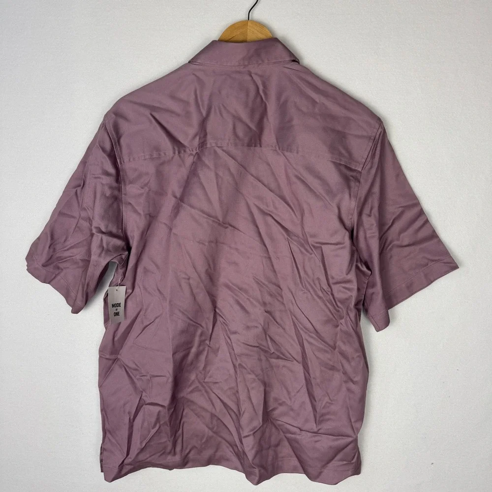 Mode of One Men Relaxed Fit Button Down Shirt Pale Elderberry Purple S 100196074